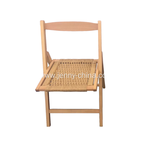 Beech wood folding chairs with straw seat